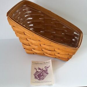 Longaberger Brown Woven 1995 Basket with Clear Liner